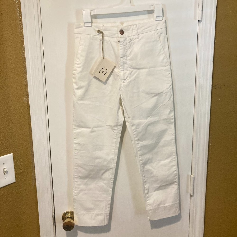 (+) People women's size 25 off-white hi rise high cropped LETIZIA pants 25x22